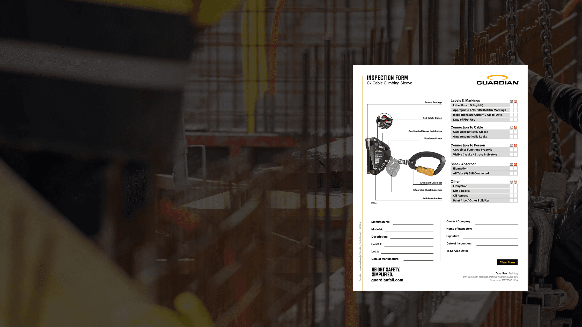 2200021 a   Inspection Form   C7 Cable Climbing Sleeve   2024   Web