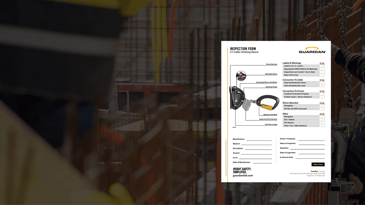 Guardian Inspection Form - C7 Cable Climbing Sleeve (English) (United ...